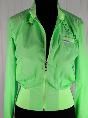 Members Only Neon Lime Green Iconic Racer Jacket Bomber Size Medium